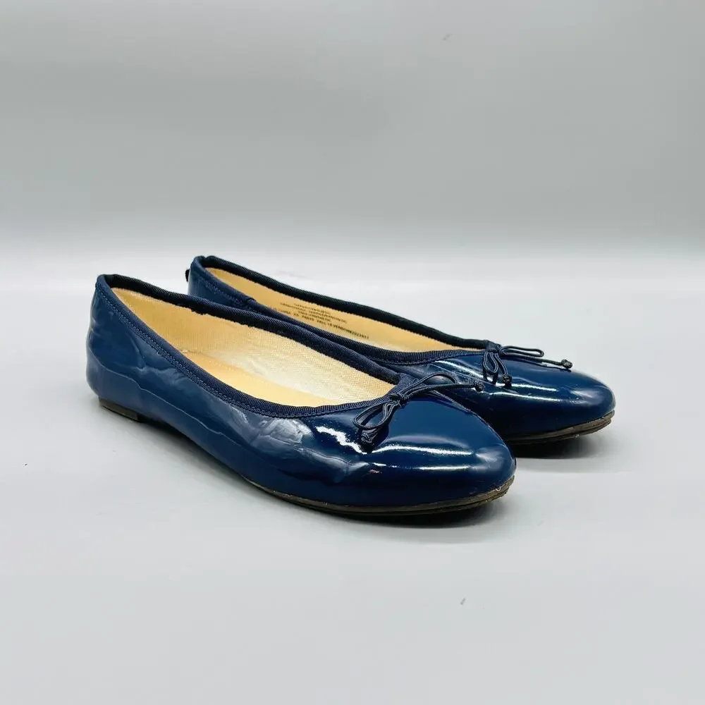 Crewcuts Shoes Kids Girls 5 Blue Patent Ballet Flats Bow Slip On Dress Casual